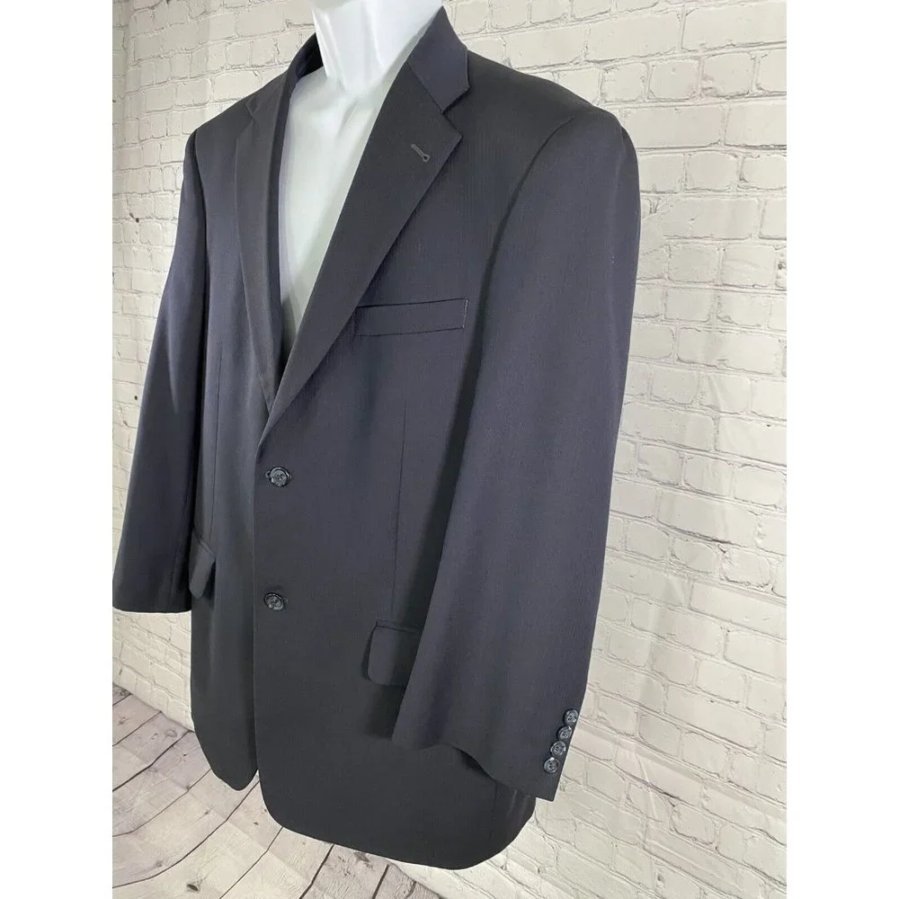 Chiarelli Traveler Dark Blue Wool Blend Two Button Blazer Jacket Size 46R *read